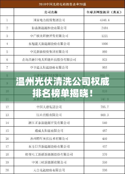 温州光伏清洗公司权威排名榜单揭晓！