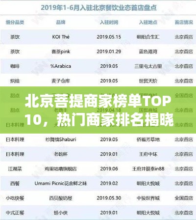 北京菩提商家榜单TOP10，热门商家排名揭晓！