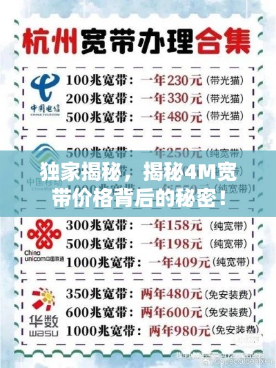 独家揭秘，揭秘4M宽带价格背后的秘密！